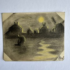 Antique Painted Night Harbour