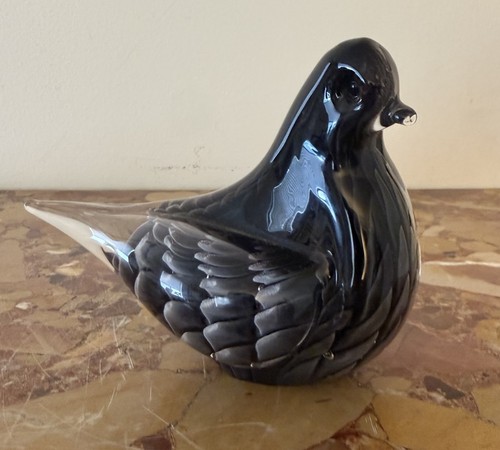 Art glass black bird figurine - art,