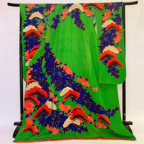 Furisode kimono genuine green - furisode,