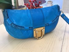 Jocasi London Turquoise Blue Ram Leather Designer Clutch Wristlet Bag