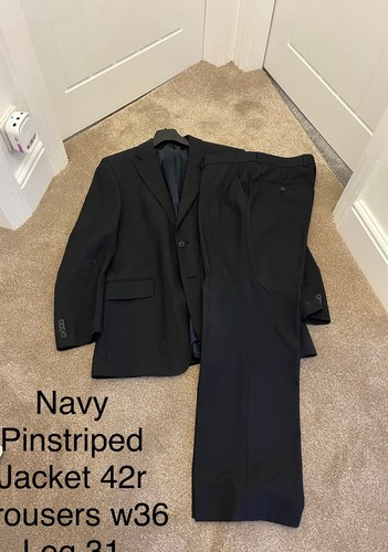 Men navy pinstripe - navy, suit
