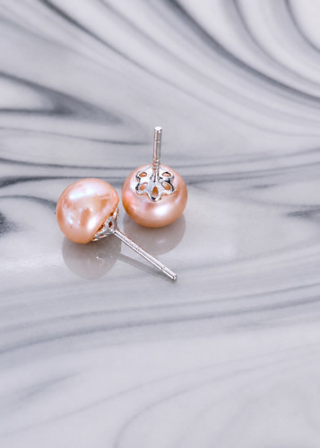 8mm real pearl - pearl, earrings