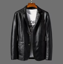 New Men Faux Leather Blazer