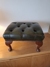 Chesterfield Green Leather Buttoned Foot Stool.