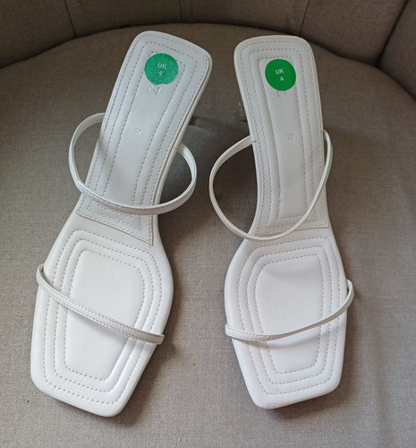Zara white strappy square toe - white,