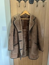 Richard Draper Womans Sheepskin Coat Size UK 14 Beige Made In Glastonbury 