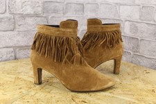 Tan suede tassle ankle boots - tan,