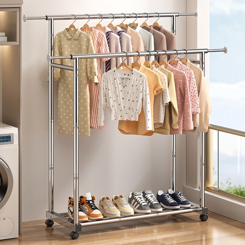 Heavy duty double clothes - double, rail