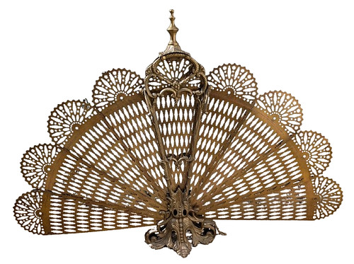 Antique brass peacock fire - brass,