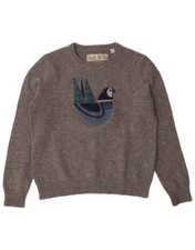 JACK WILLS Girls Graphic Crew Neck Jumper Sweater 13-14 Years Grey AV05