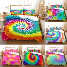 Tie Dye Watercolor Colorful Duvet Cover Bedding Set Quilt Single Double Gifts UK