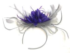 Silver Grey and Cadbury Purple Fascinator Headband Wedding Race