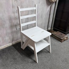 Modern White Painted Metamorphic Chair Converts To Steps Kitchen Library