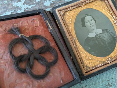 1861 ambrotype hair lock - 1861,