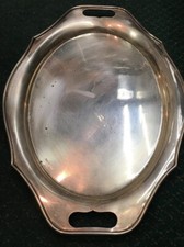 Sterling Silver Solid Waiters Tray Plain Oval Circa 1939