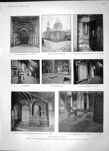 Old antique print - 1904, temple