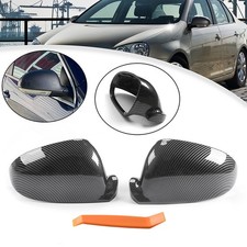 2x Side Mirror Covers Caps Carbon Fiber Look For VW Golf 5 MK5 GTI Passat Jetta