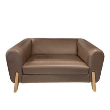 2 Seater Leather Sofa - Brown, Faux Leather