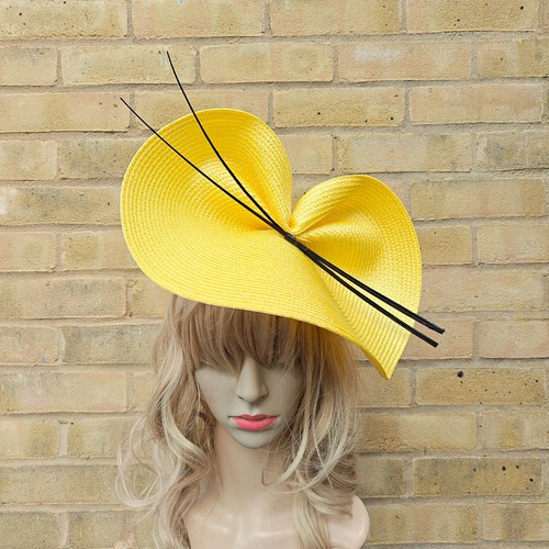 Yellow fascinator black - yellow,