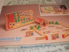 bauernhof Vintage Wooden Farm Set With tray, Building, animals, fences &people