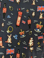 NAVY BLUE PRINTED ROYAL/LONDON/UNION JACK/CORGI DRESS from NEXT – Size 6