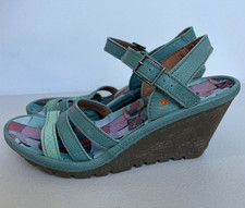 The Art Company Ladies wedge sandals Leather Turquoise Blue UK 5 EU 38 Festival