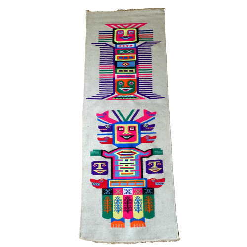 Hand woven wool long tapestry - woven,
