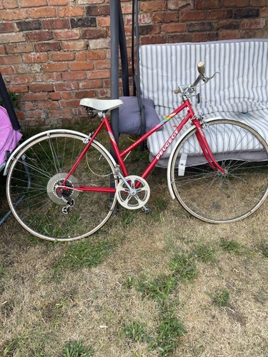 Vintage women push bike - vintage,
