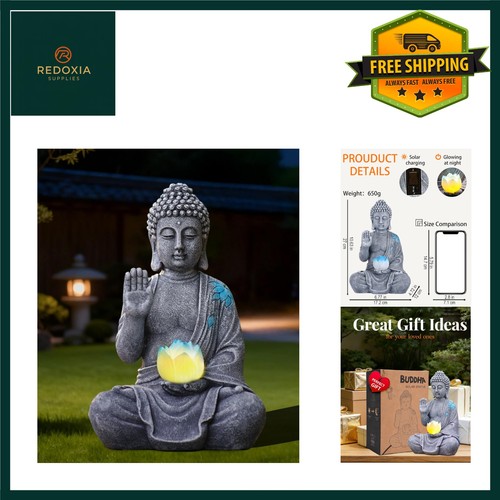 Serene solar buddha statue - solar,