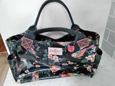Cath Kidston Black Bag Bird Design Top Handle Oilcloth Fabric Handbag