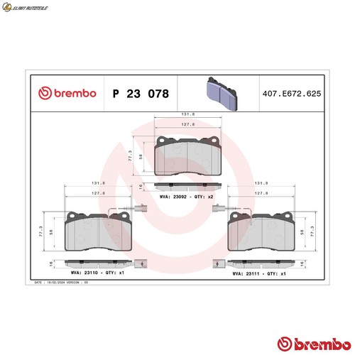 Brake pad set disc - brake, p