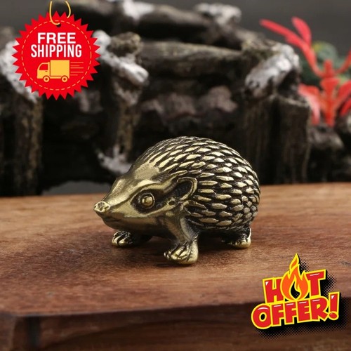 Brass hedgehog animal statue - hedgehog,