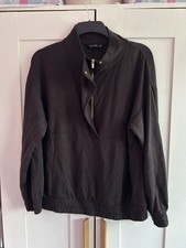 Woman’s F&F Tesco Quarter Zip Black Pullover Jumper Size 14