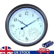 Garden Outdoor Indoor Wall Clock with Thermometer and Hygrometer Roman Numerals