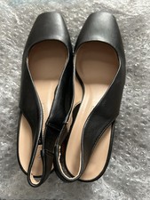 LADIES BLACK LEATHER SLING BACK SHOES by DOROTHY PERKINS size 5 NEW no tags/box