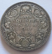 1941 Indian half rupee