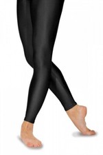 Roch Valley Footless Leggings Nylon Lycra Shiny Black Dance Gymnastics Freestyle