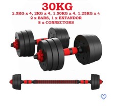 ZENO FITNESS 30KG DUMBELLS PAIR OF WEIGHTS BARBELL/DUMBBELL BODY BUILDING SET