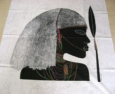 Masai Moran /Masai Warrior-VERY Large Picture on silk -Made in Kenya -44" x 39" 