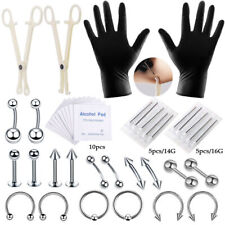 Body Piercing Kit With Needle Pack Nose Septum Belly Button Piercing Tool Kit 42