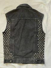 Faded Black Gray Denim Vest XS