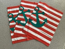 3 x TAG Tea towels - Stripes & Anchor Design - 100% Cotton - BNWOT