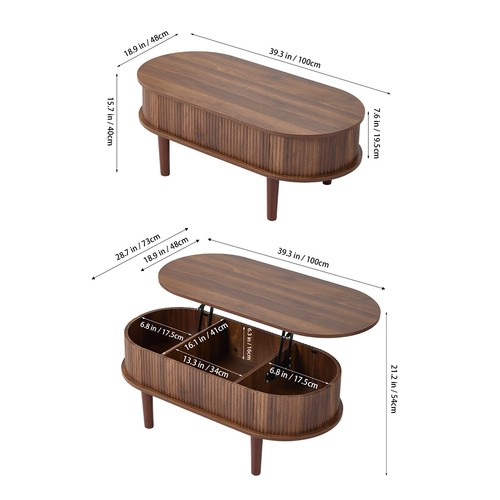 Oval wooden coffee table - table, with
