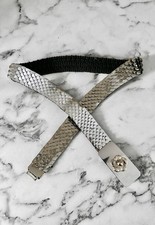 70's Vintage Silver Metal Stretchy Snake Floral Ladies Waist Belt Disco Party