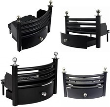 16'' Fire Fret Set Cast Iron Front Grate and Ashpan Fireplace Coal Fuel Guard