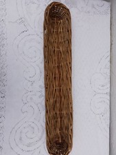 Vintage French WICKER BREAD BAGUETTE BASKET Long 25.5 inches Mid Century Rustic