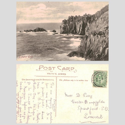 Vintage postcard land s - vintage, end