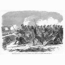 GERMANY The Battle of Over-Selk - Antique Print 1864