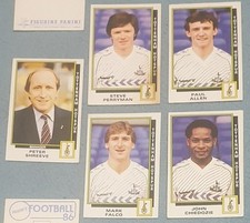 Panini Football 86 Tottenham Hotspur Stickers with Original backs. Very Nice x 5
