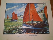 Macmillan Vintage Educational Poster 1930's No 63. The Fishermen. W Fyffe Blyton